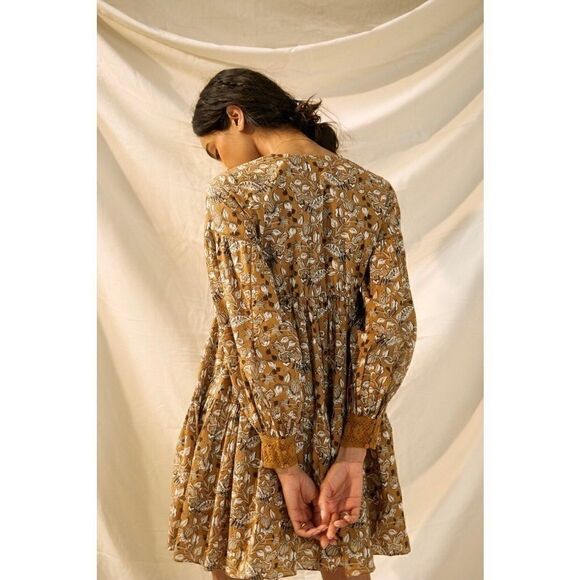 NEW Anthropologie Let Me Be Jemma Puff-Sleeve V-Neck Henley Tunic Dress 0 Petite - Picture 3 of 8